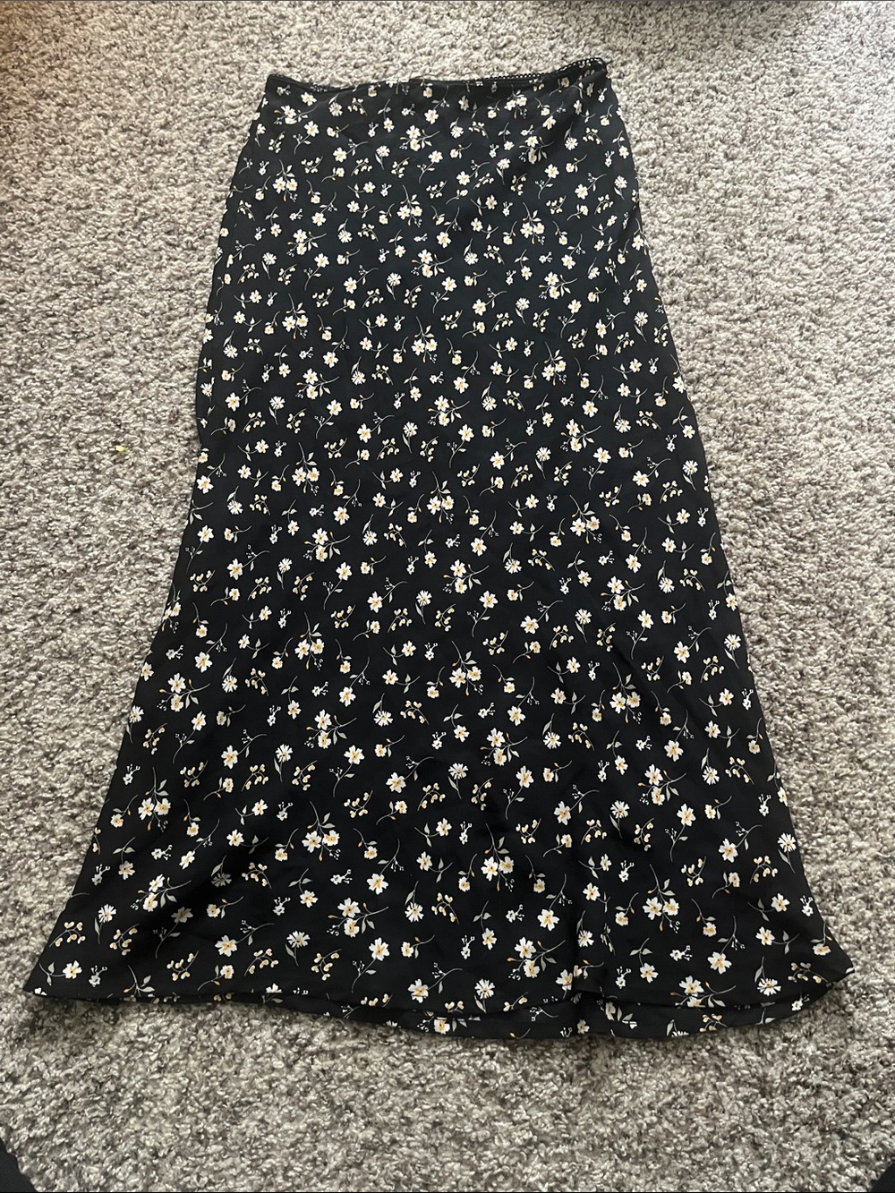 Audrey 3+1 Black Maxi Skirt with White Floral Print